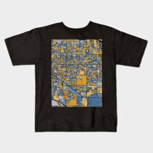 Tucson Map Pattern in Blue & Gold Kids T-Shirt